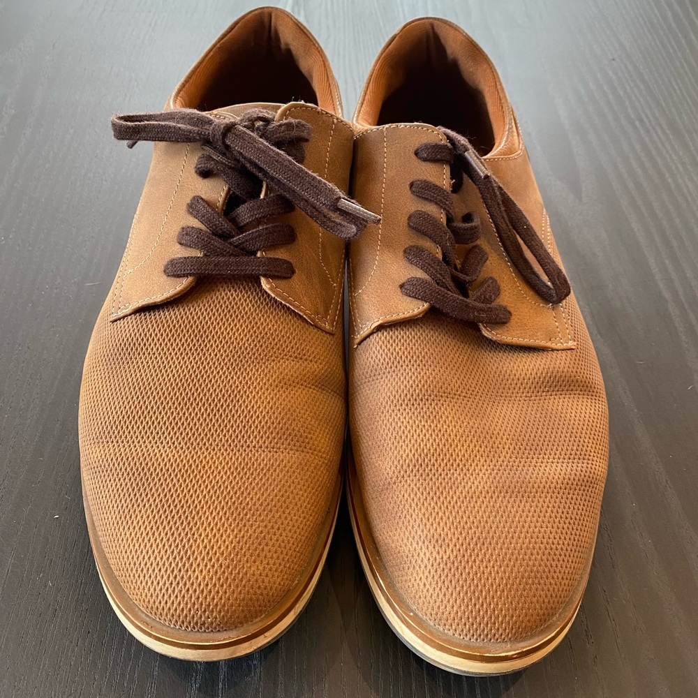 Aldo Brown Two Tone Canvas & Leather Oxford Shoe Size 9.5 - Picture 3 of 9